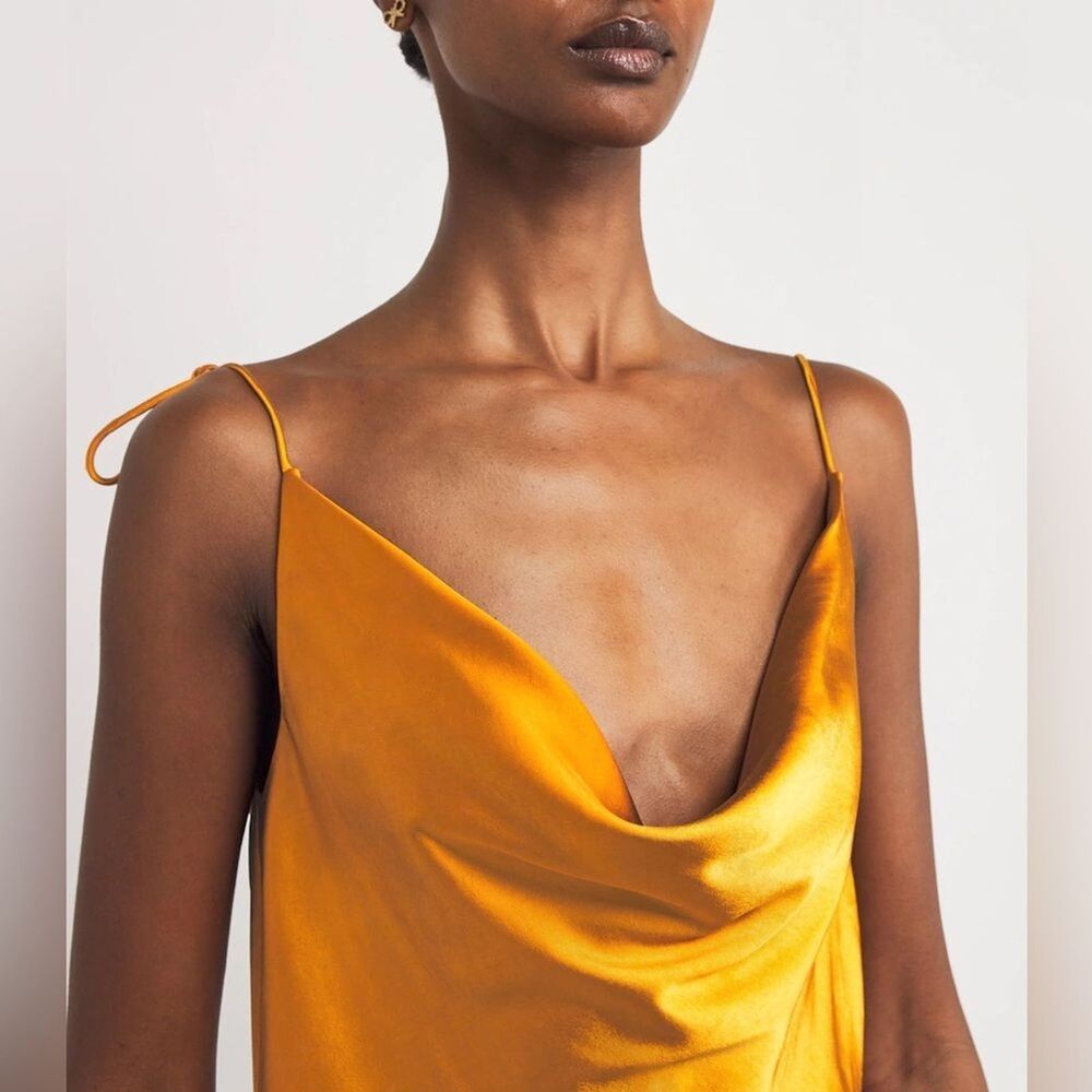 NWOT SELF-PORTRAIT  Burnt Orange Satin-Lace Midi Dress UK8/US4 - Picture 6 of 16